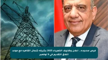 فرص محدودة.. إعلان وظائف الكهرباء 2025 بشركة شمال القاهرة مع موعد إغلاق التقديم في 9 نوفمبر